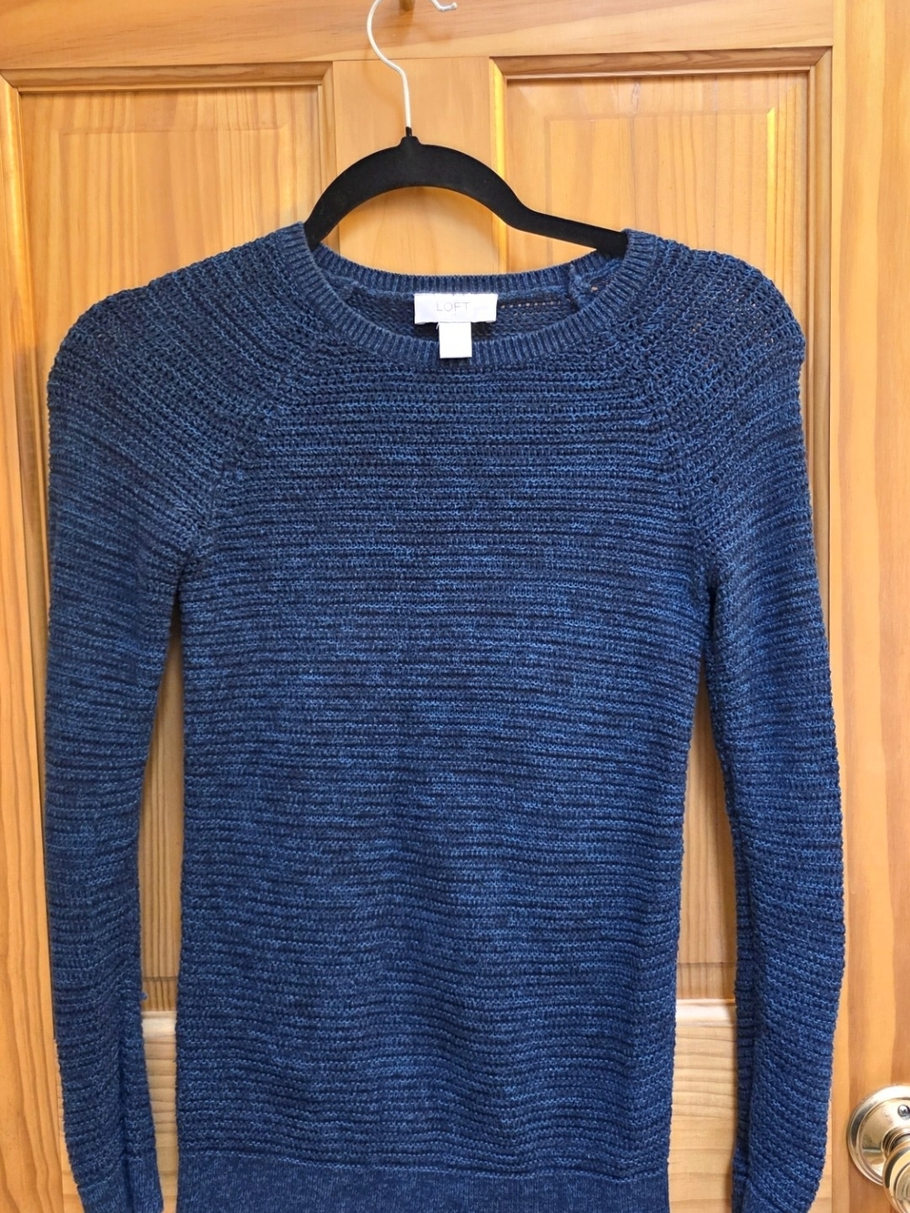 LOFT Dark Navy Textured Crewneck Sweater
